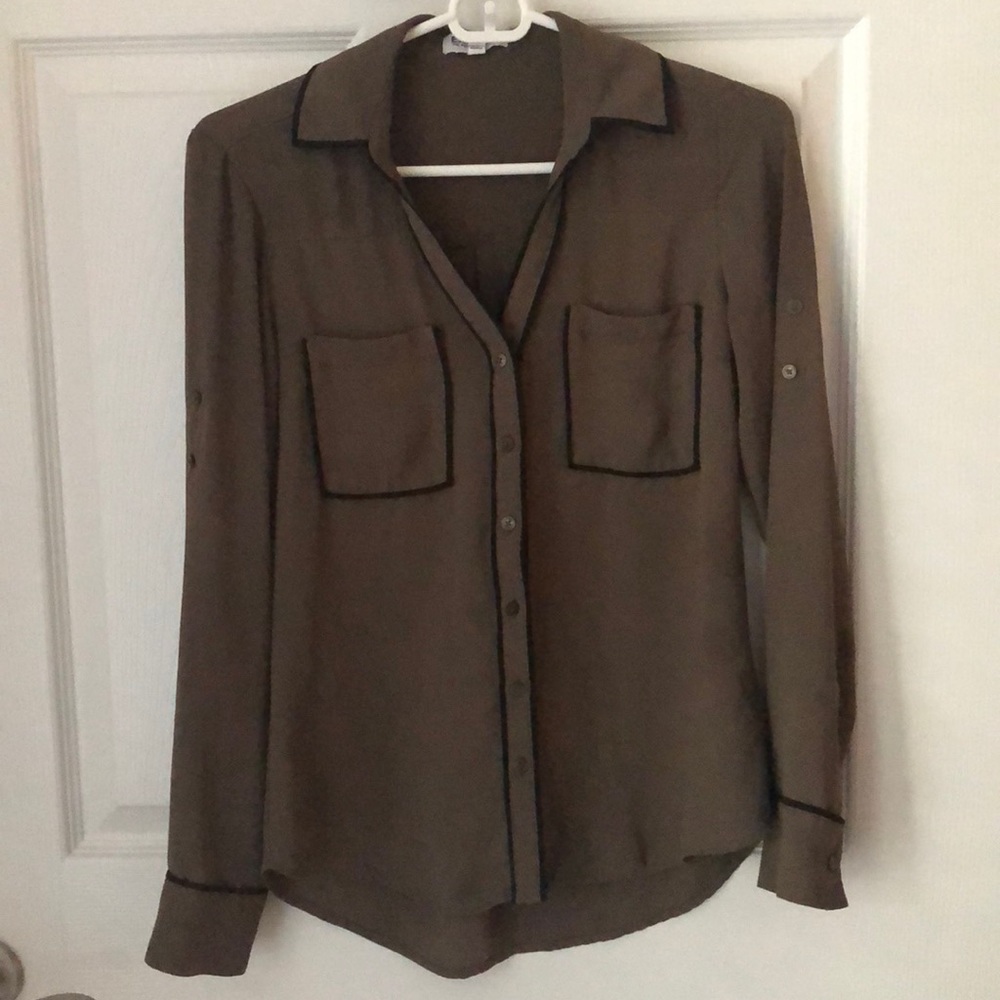 Olive green Express button up shirt